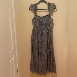 Moon River long breezy dress, black with attached slip underneath.